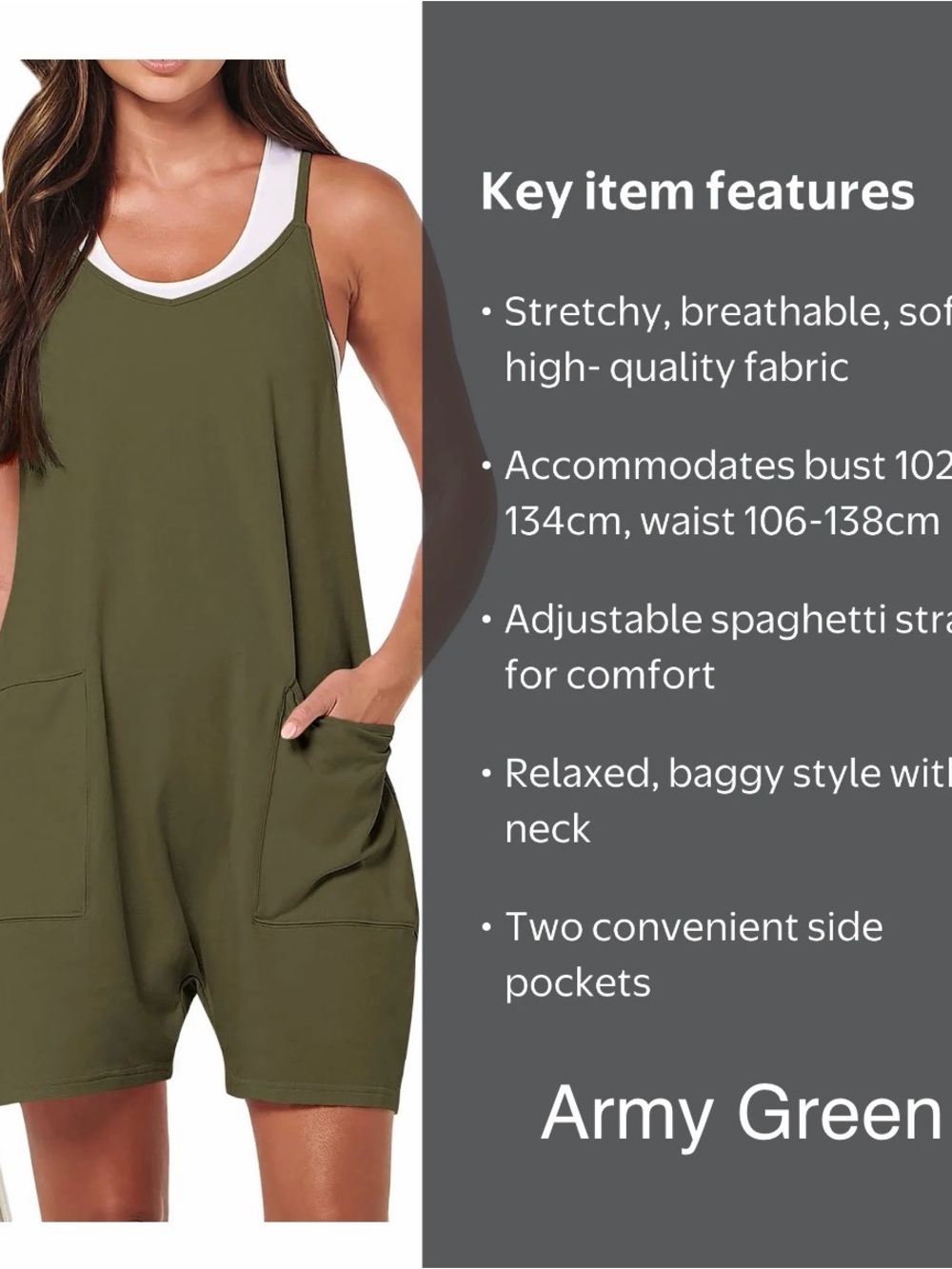 Women's Relaxed Romper Jumpsuit (Army Green, Pink, Purple, and Coffee)